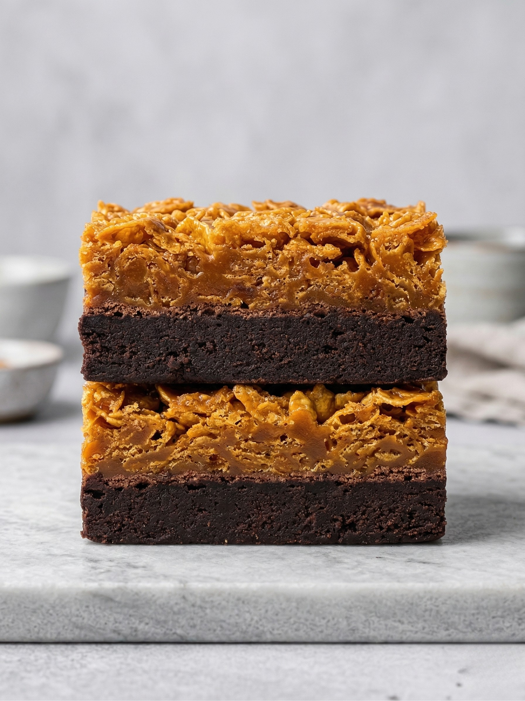 Chewy Salted Caramel Cornflake Brownies