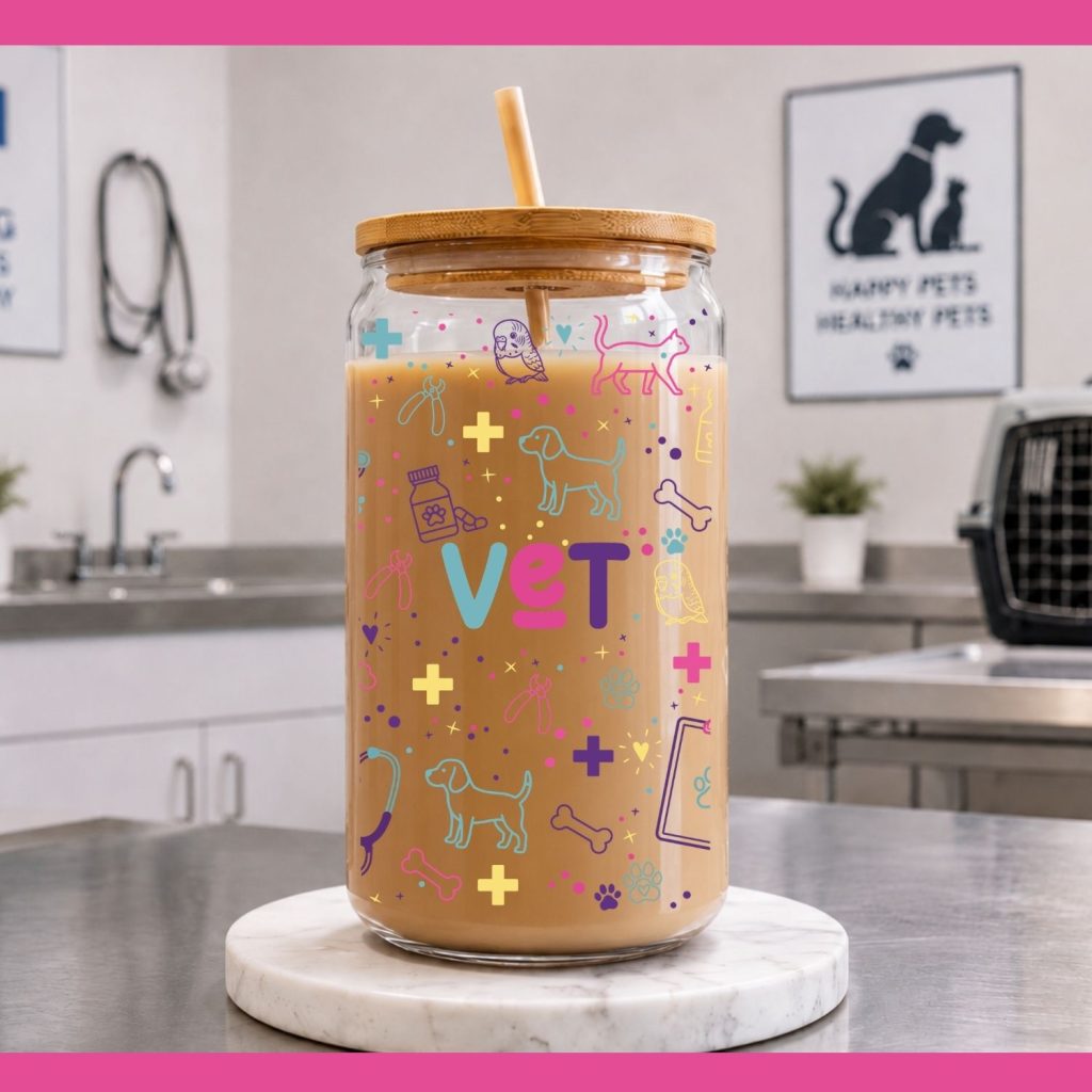 Vet Pet Clinic Glass Can Wrap PNG