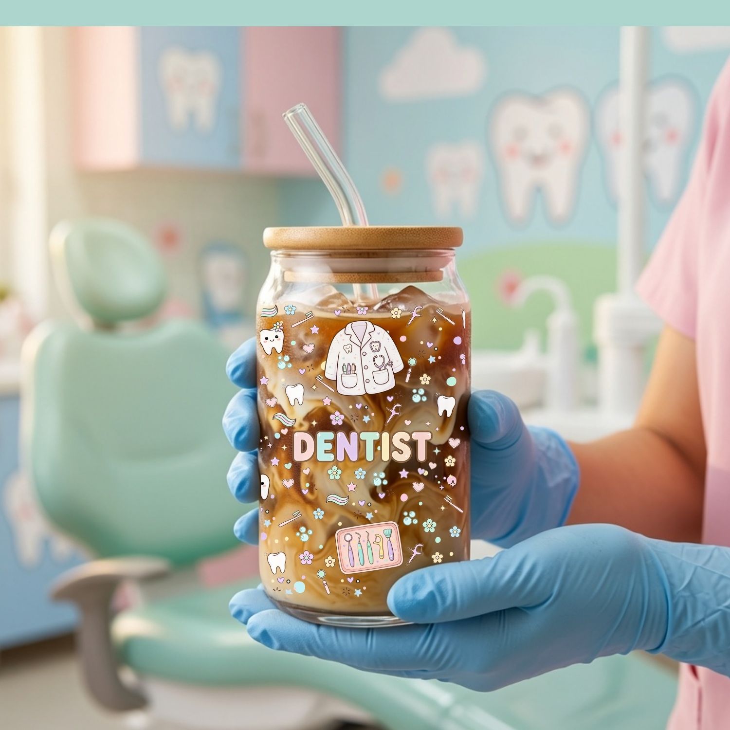 Dentist Pastel Glass Can Wrap PNG