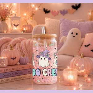 Boo Crew Pastel Halloween Glass Can Wrap PNG