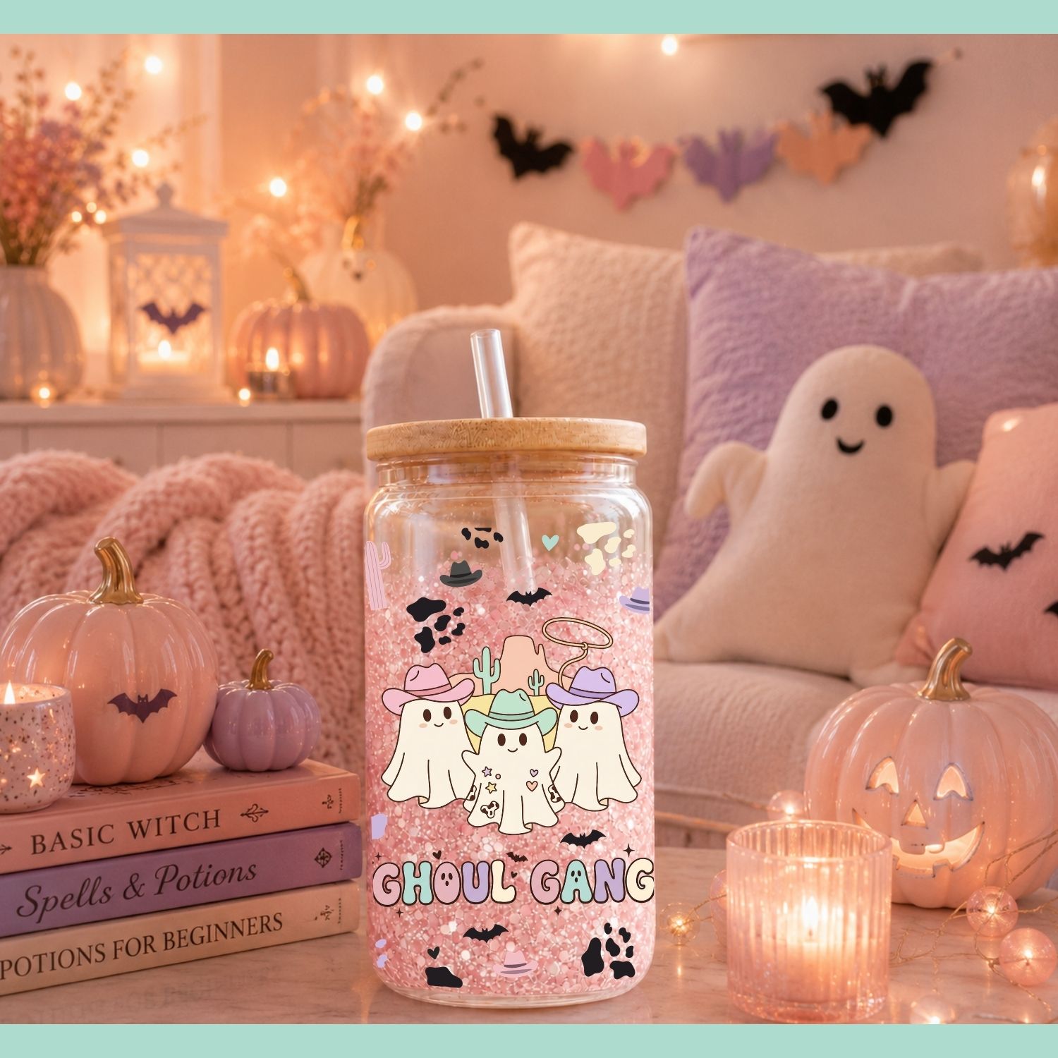 Ghoul Gang Western Halloween Glass Can Wrap PNG