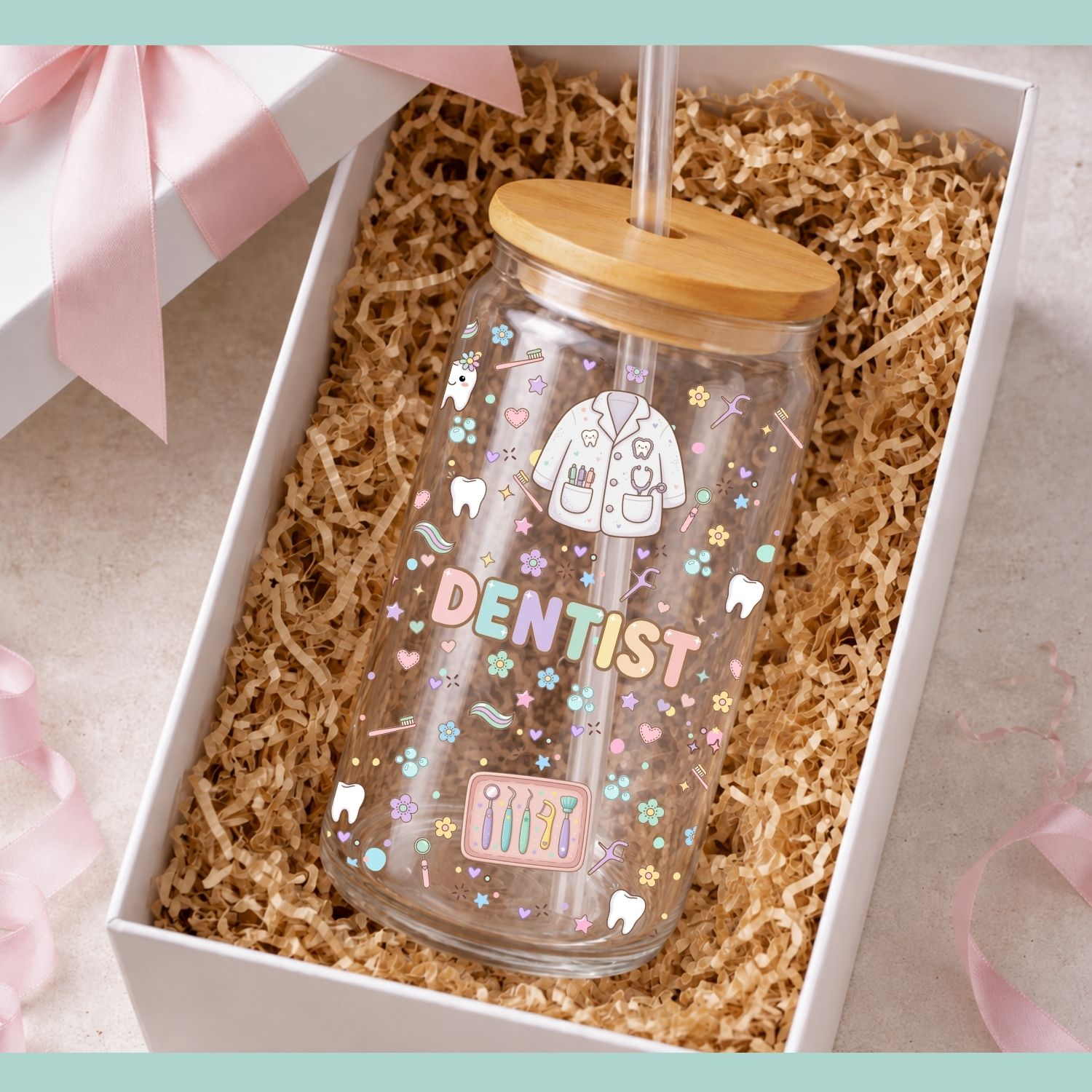 Dentist Pastel Glass Can Wrap PNG - Image 2