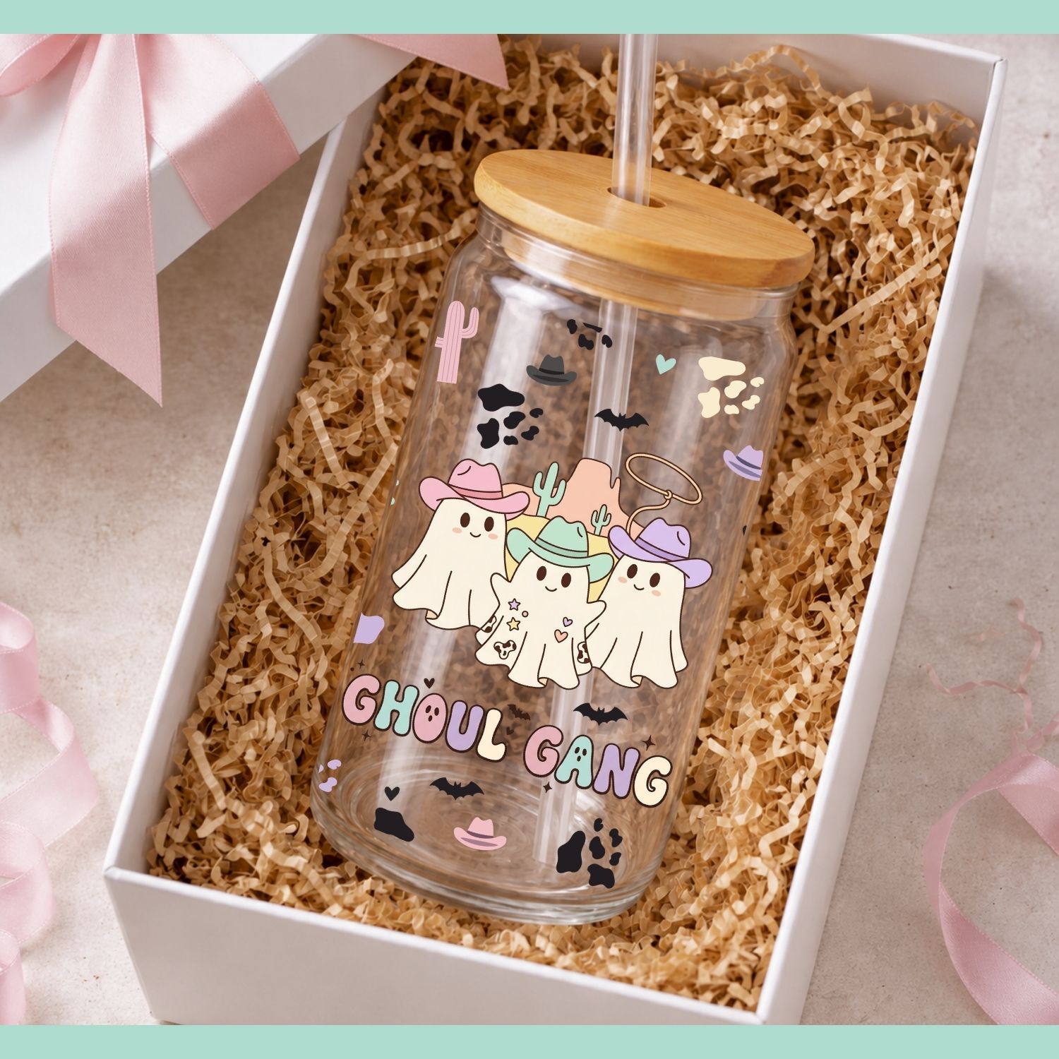 Ghoul Gang Western Halloween Glass Can Wrap PNG - Image 2