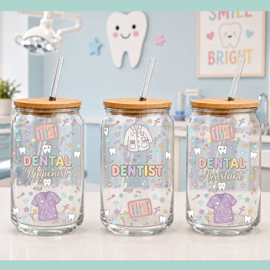 Dental Team Bundle Glass Can Wrap PNG Set