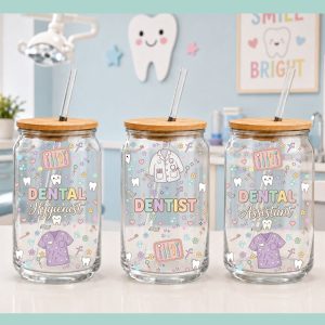 Dental Team Bundle Glass Can Wrap PNG Set
