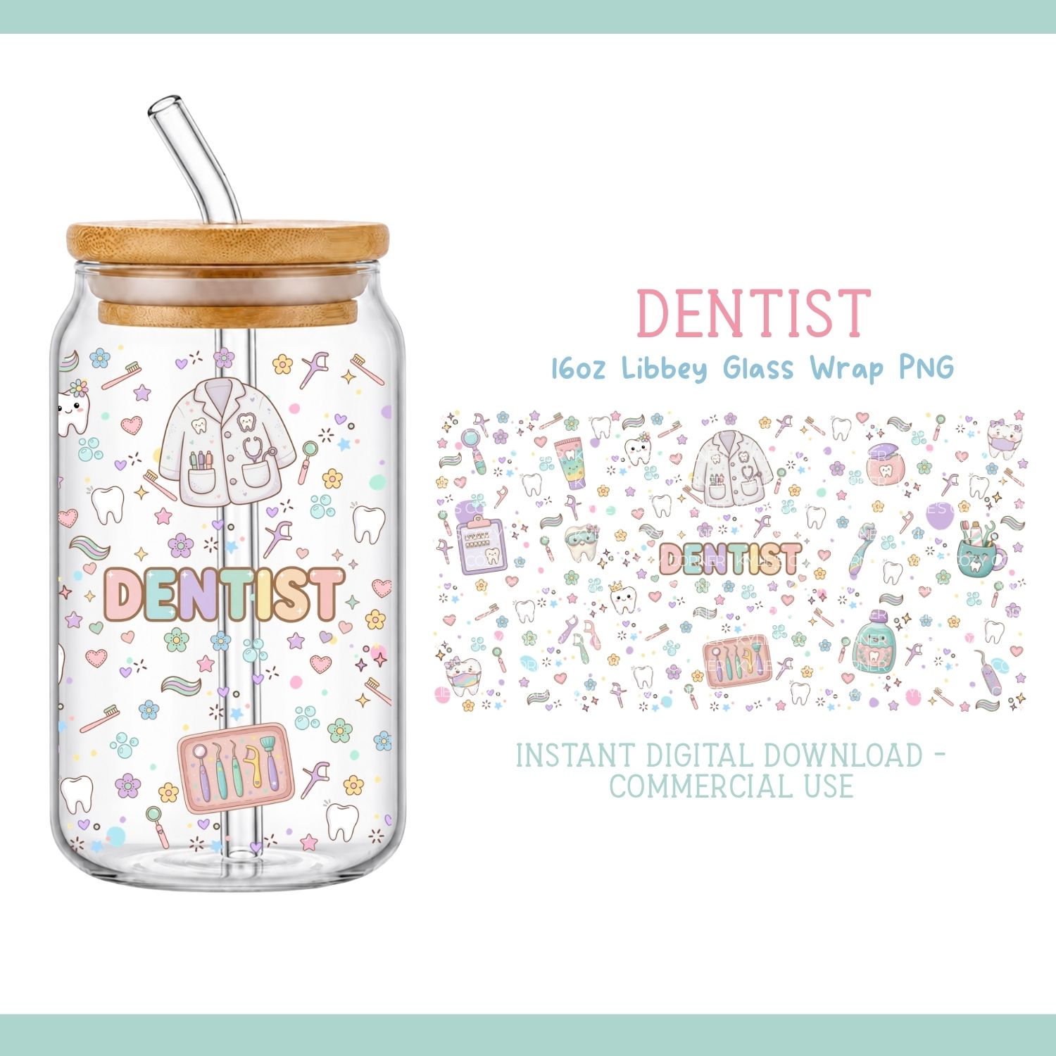 Dentist Pastel Glass Can Wrap PNG - Image 4