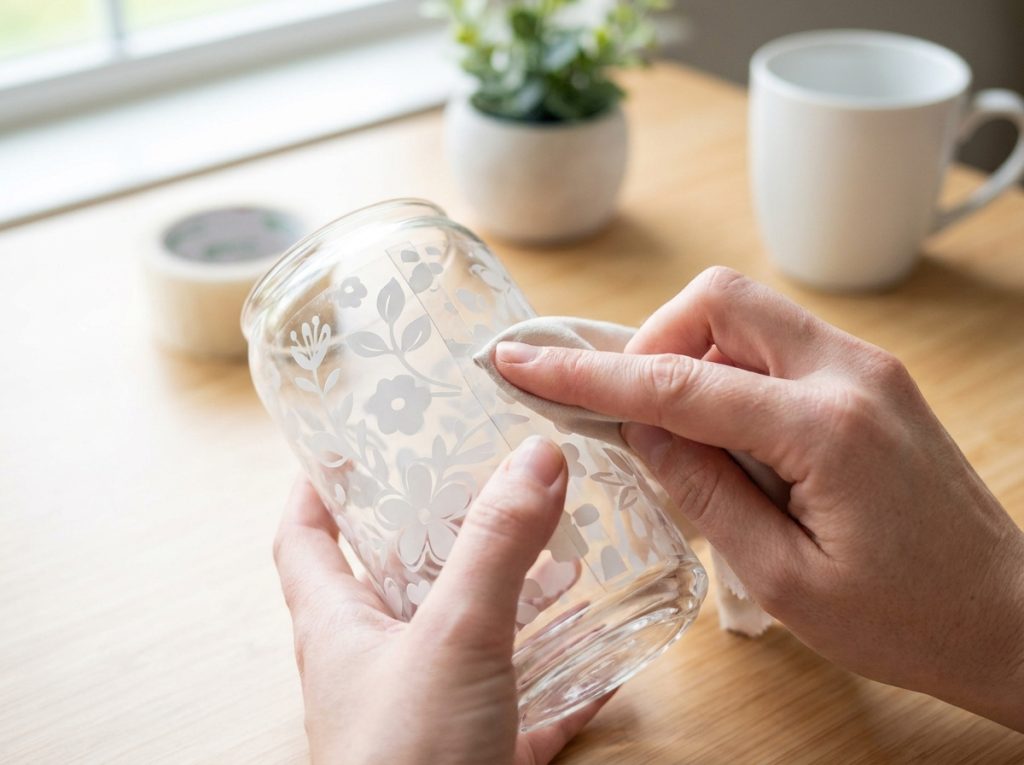 Pressing the seam on a glass can wrap